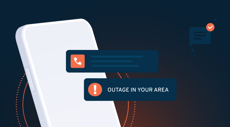 Phone with "Outage in your area" on screen