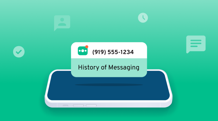 Phone displaying message that says History of Messaging