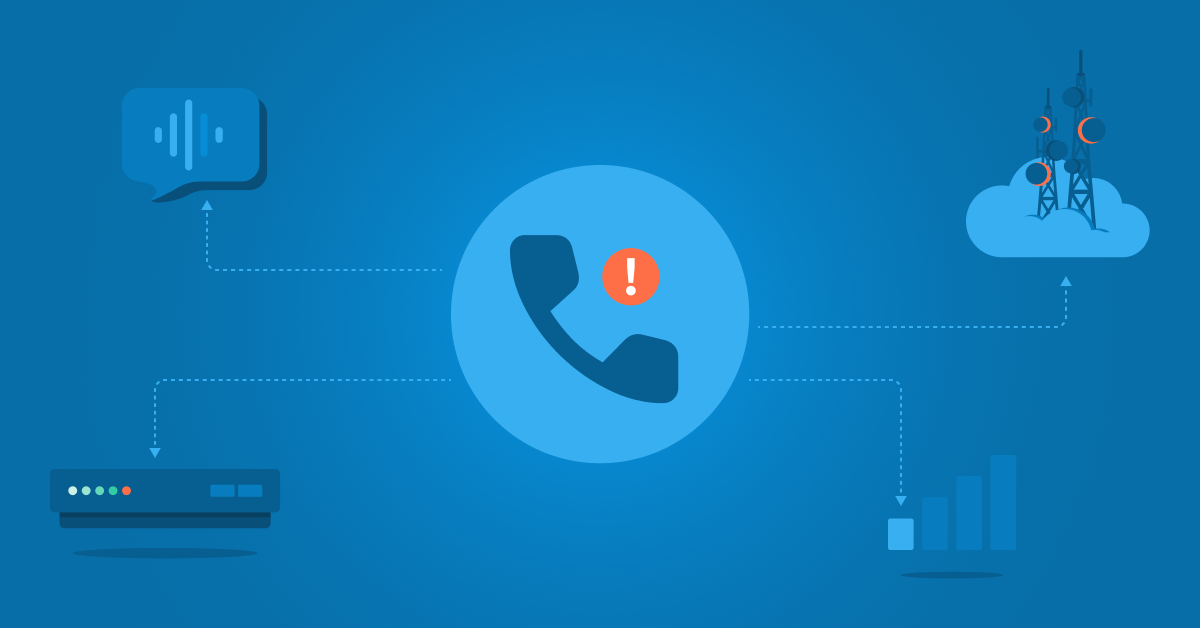 A phone call icon showing error indicating network jitter causing call issues