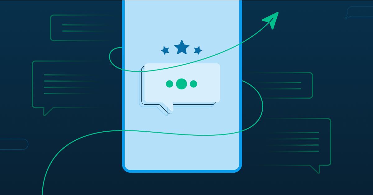Green SMS box on blue phone
