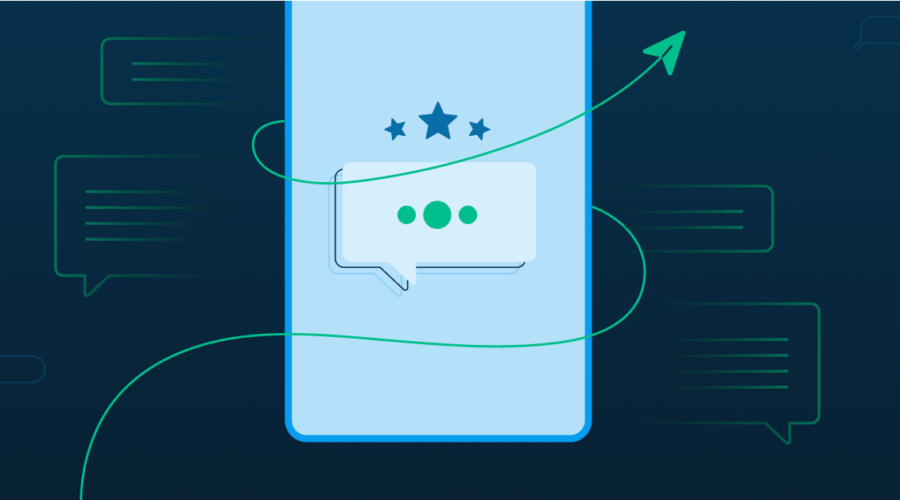 Green SMS box on blue phone