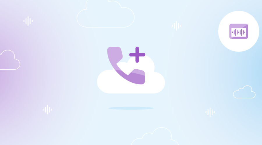 Telephone symbol surrounded by clouds to represent telecom