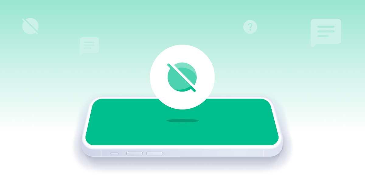 Green orb floating above phone indicating a message not delivered