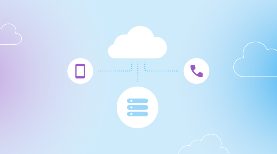 Abstract server with cloud and phone symbols to represent SIP trunking