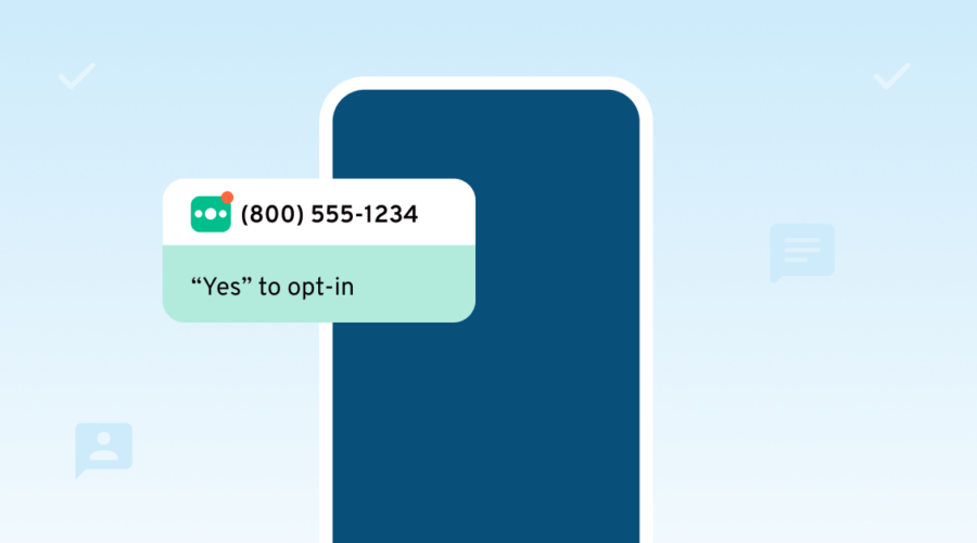 Blue phone with toll-free number and opt-in messaging