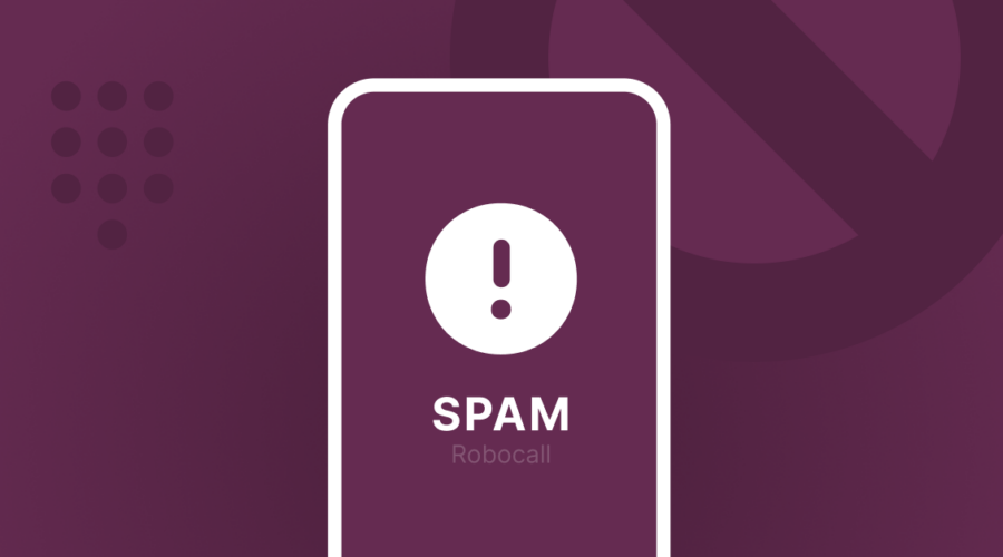 A phone with a spam warning indicating fraud, robocalling, spam, and call blocking