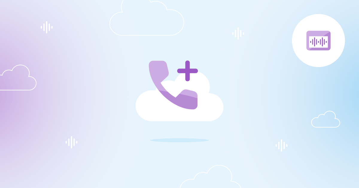 Telephone symbol surrounded by clouds to represent telecom