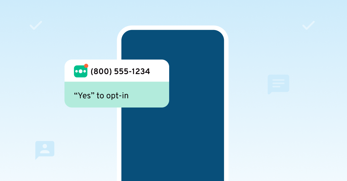 Blue phone with toll-free number and opt-in messaging